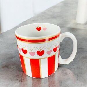 Flowers Inc Balloons Ceramic Coffee Mug Cup Red Pink Hearts Made Korea Vintage
